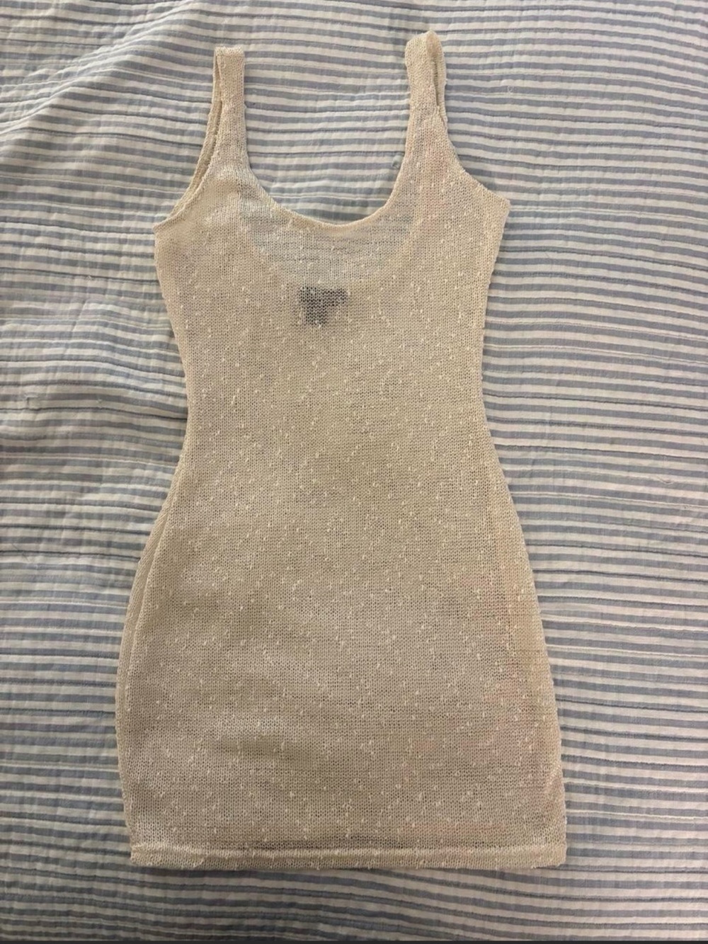 PrettyLittleThing Cream Knit Sequin Dress